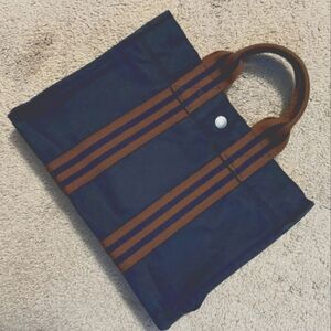 Hermes Paris Vintage Blue Cotton Fourre Tout PM Tote Bag